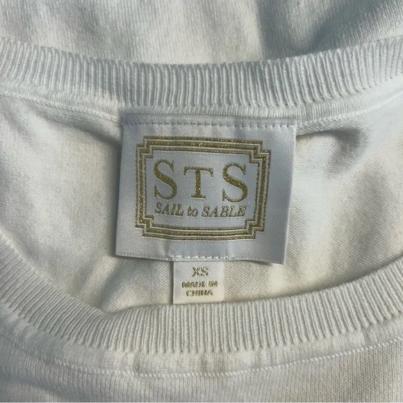 Sail To Sable White Sleeveless Sweater with Fringe Trim, Size XS - Picture 6 of 7